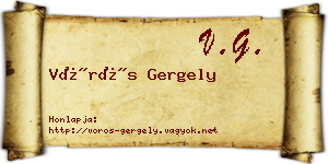 Vörös Gergely névjegykártya